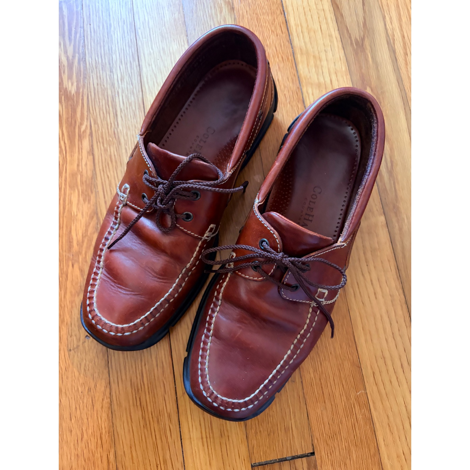 Cole Haan Country Mens Brown Leather Boat Shoes Gommus Sole M9123 Size 10.5 M